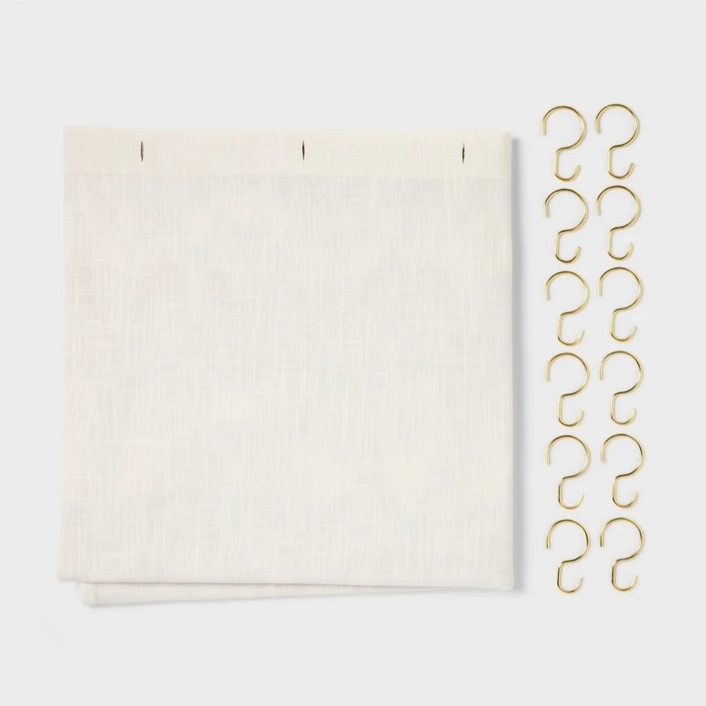 Threshold 13pc Coastal Abstract Shower Curtain Set Cream/Red